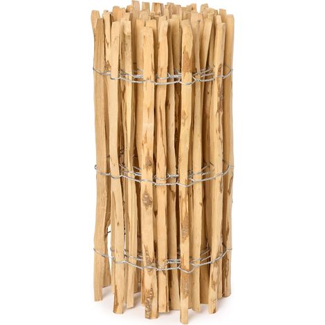 Garronda Cloture Jardin Exterieur à Planter en noisetier, clôture Jardin, clôture Bois, Bordure en Bois pour Jardin, ganivelle de Potager Exterieur GD-0079 (Écart des Lattes: 7-8 cm, 80 cm x 5m)