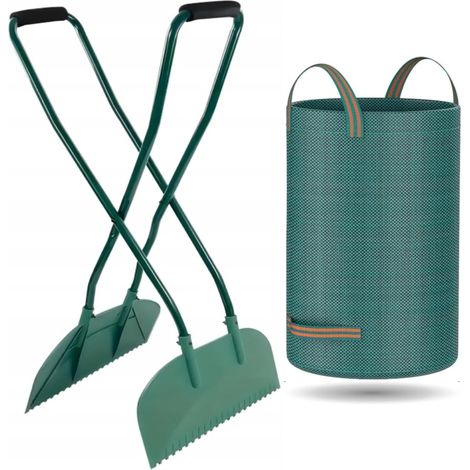 Laubbesen – 1 Stück – Stahl und Kunststoff – 95 cm ergonomischer Stiel – Gartenarbeit – Laub und Gras – mit 272-Liter-Sack (1/5)