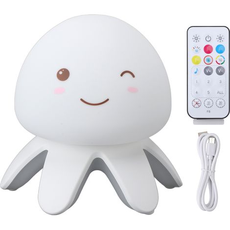 Ortviai Lampe de nuit en silicone forme de méduse avec télécommande, RGB et fonction musique – 12 cm (1/5)