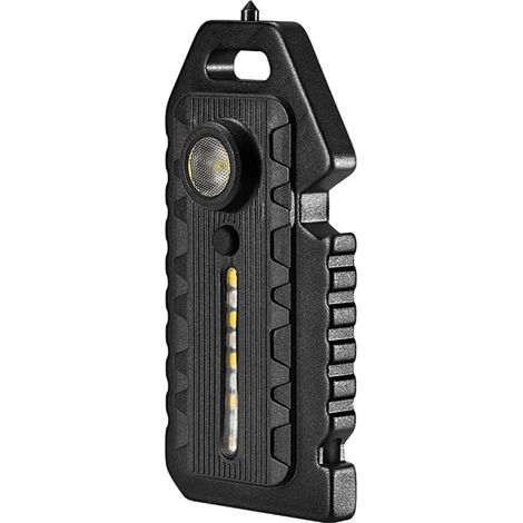Mini-LED-Taschenlampe am Schlüsselanhänger, wasserdicht und wiederaufladbar, Multifunktionspfeife, Glasbrecher, Flaschenöffner und Signallicht