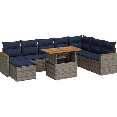 Maison Exclusive - 9-tlg. Garten-Sofagarnitur mit Kissen Grau Pol (1/5)