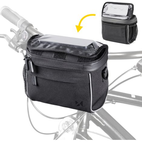 Borsa da manubrio per bicicletta per la navigazione con tracolla, nera (1/5)