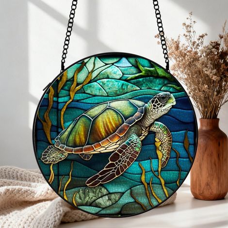 Attrape-soleil vitrail hibou 20 cm décoration suspendue fenêtre animal lumineux cadeau Noël (1/5)