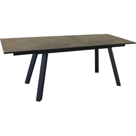 PROLOISIRS Table de jardin Agra, plateau à lames Fundermax® hpl - graphite/cave 150/200/250 cm (1/3)