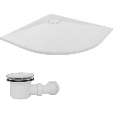 NRG 900 x 900mm SMC White Quadrant Slate Effect Bathroom Shower Tray & Fluidmaster Fast Flow Waste Trap (1/5)
