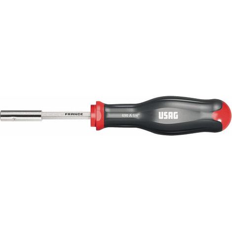 USAG 690 A 1/4 PORTAINSERTI MAGNETICO IN ACCIAIO CON IMPUGNATURA 245 mm - Lunghezza: 180 mm