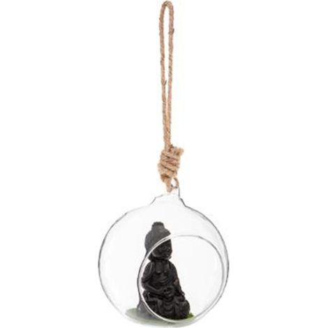 Boule en Verre Suspendue "Bouddha" 10cm Transparent (1/2)