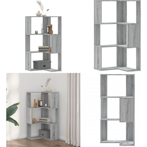 Eck-Bücherregal 3 Böden Grau Sonoma 50x50x102 cm Holzwerkstoff - Bücherregal - Holzregal (1/5)