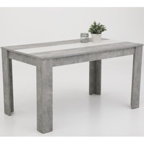 Table de salle à manger Marije 140x80cm- béton/blanc/noir (1/5)