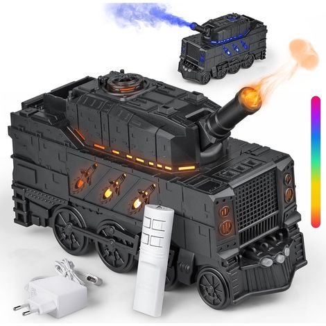 Aroma Diffuser for Essential Oils - Cannon Diffuser with Colorful LED Flame Effect, Remote Control, Power Adapter - 300ml Mini Humidifier for Aromatherapy, Black (1/5)