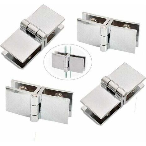 4-piece glass door clip hinge, stainless steel glass door hinge, folding glass hinge, door clamping hinge, hinge for kitchen cabinet glass doors (1/5)