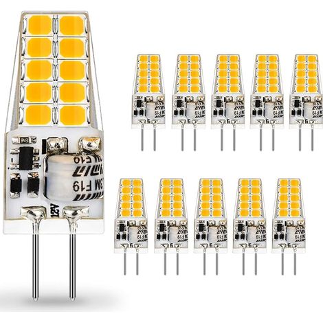 LED G4 Lampen,3W G4 LED Birnen 3000K Warmweiß 300lm, Ersatz für 30W Halogenlampen,Kein Flackern Nicht Dimmbar 360° Lichtwinkel,12V AC/DC,10er Pack (1/5)