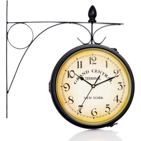 Horloge murale créative en fer forgé de style européen – horloge décorative vintage double face pour le salon (1/5)