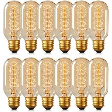 12 Ampoules T45 Edison 40W Lampe Tungstène Rétro Spirale 220V (1/4)