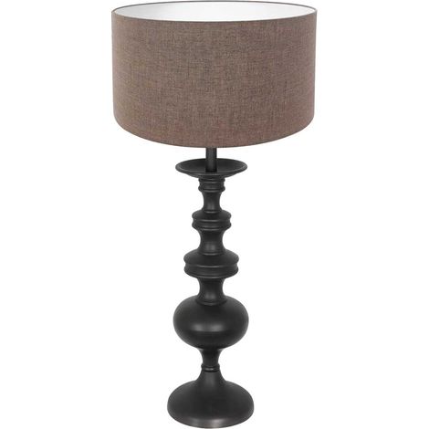 Anne Lighting - lámpara de mesa - Lyons - negro - madera lino - Ø