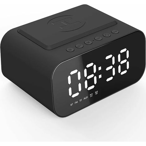 in 1 Alarm Clock Wireless Charger With Bluetooth Speaker - Black (1/5)
