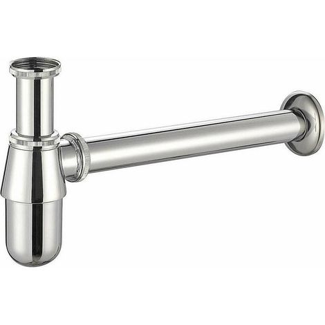 TrAdE Shop Traesio - Scarico Sifone A Bottiglia Lavandino Sotto Lavabo Cromato 1" 1/4 Con Rosone 9373 -