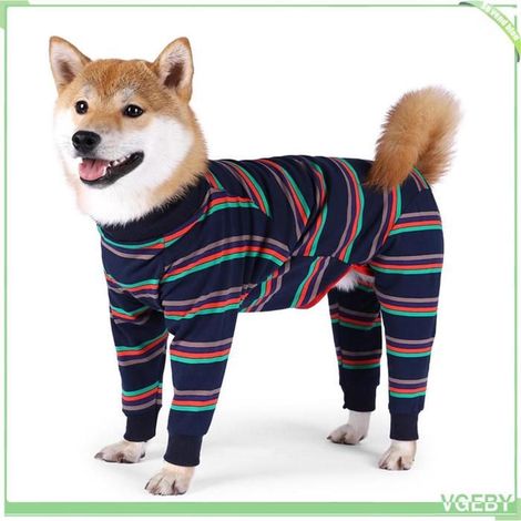 VGEBY Combinaison de récupération pour chien Prévenir Léchage Tissu Extensible Respirant Bande de couleur bleu foncé XS (1/5)