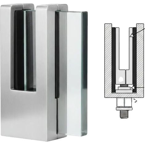 Abrazadera para vidrio, acero inoxidable 304, apta para vidrio de 0,31" a 0,47", diseño de montaje en pared, versátil para diversos entornos, construcción duradera. (1/5)