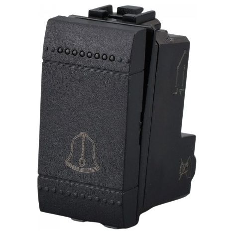 Pulsante 1P 16A 220V Con Disegno Campanello MBL Nero 1M Compatibile Bticino Living International, Retro Illuminabile