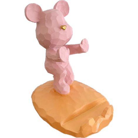 Support téléphone ours mignon robuste pour bureau - Support mobile et tablette rose design innovant (1/3)