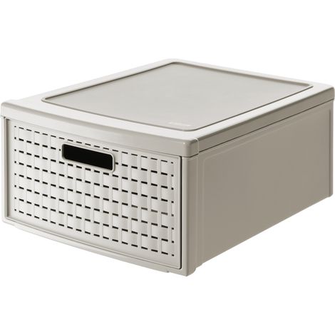 Rotho Schubladenbox Country groß, 19,2 L cappuccino Boxen, Körbchen & Kisten