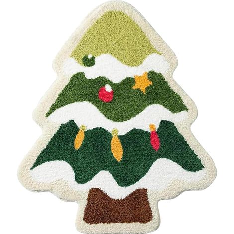 Weihnachtsbaum-Badematte fürs Wohnzimmer, saugfähige und waschbare grüne Matte, rutschfeste Duschmatte, weiche, dicke und strapazierfähige Weihnachts-Fußmatte für die Badewanne, Weihnachtsdekoration B