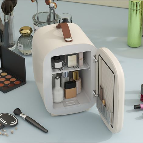 Mini réfrigérateur cosmétique 4 L avec fonction froid et chaud, crème blanche, portable (1/5)