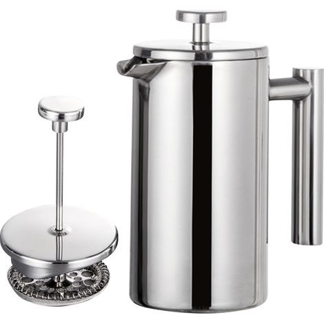 Doppelwandige, isolierte French-Press-Kaffeekanne aus Edelstahl, 350 ml/800 ml/1000 ml (1/5)