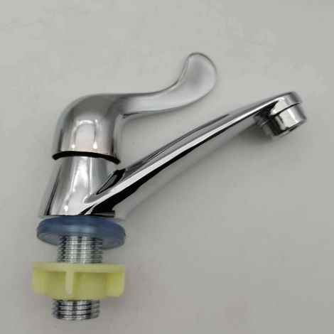 Robinet d'eau froide simple en alliage de zinc (1 pièce), robinet de lavabo à poignée unique pour eau froide, petit robinet de lavabo à poignée unique (98). (1/5)