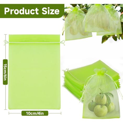 KINGLAKE 50 Pièces 15x20cm Sachet Protection Raisin, Sachet Protection Fruits Verts avec Cordon, Sac Aéré de Protection pour Les Fruits,Sac Transparent Organza, Empêcher Guêpes Drosophile Oiseaux (1/4)