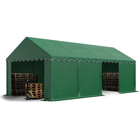 TOOLPORT Storage tent 4x8 m PVC 700 N waterproof shelter dark green (1/5)