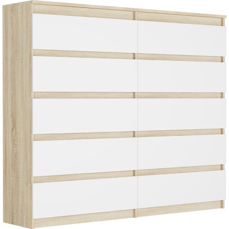 Hohe Kommode mit Schubladen Sonoma Mix Weiß, 120 x 140 x 40 cm Modern R140S10