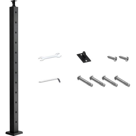 Mophorn Kabelgeländerpfosten aus Edelstahl, 1067x50,8x50,8 mm, Treppengeländerpfosten mit vorgebohrten 30°-Löchern, SUS304 Material, geeignet für Handläufe und Balustraden, Schwarz