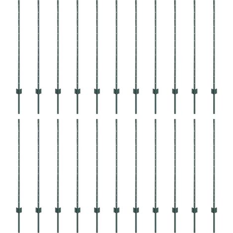 Poteau de clôture. 22 pcs Vert 160 cm Acier (1/5)