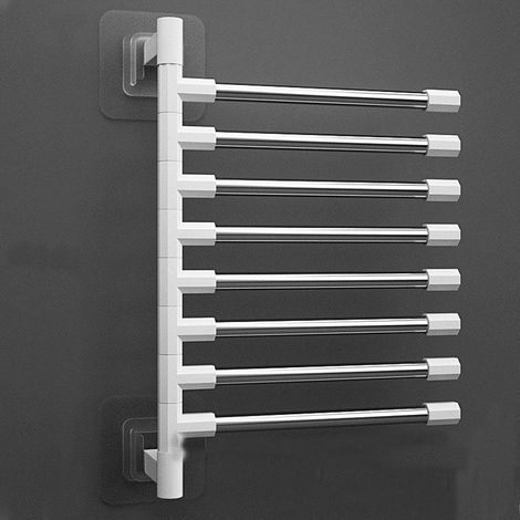 Wall-mounted towel rack with suction cups, 180° swivel, with 8 bars for bathroom (1/5)