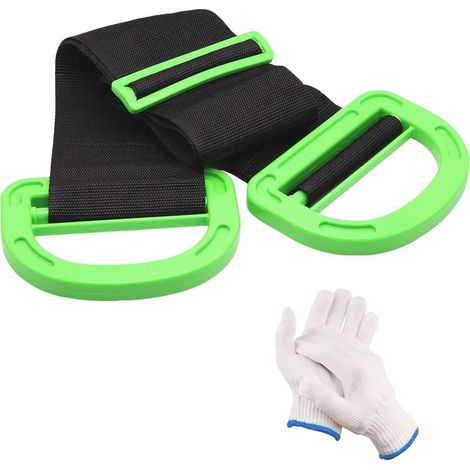 1 Pcs Sangle de Levage avec Poignée Bande de Déménagement Réglable pour Meuble Boîte Ceinture de Support des Objets Lourds jusqu'à 150 kg Sangles de Transport avec 1 Paire de Gants- (1/5)
