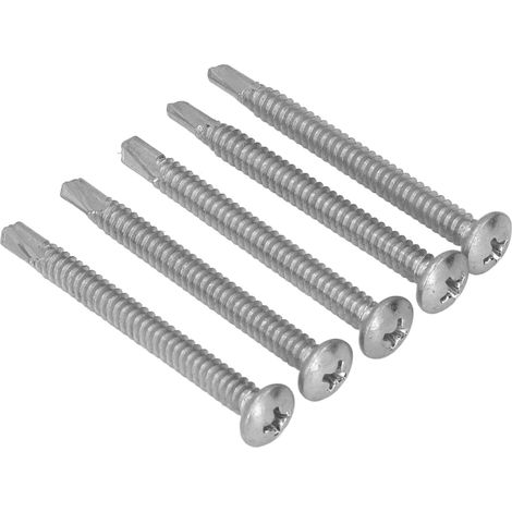 50 Vis autoperceuses à tête ronde en acier galvanisé 4.8x50mm, pour fixation métal et travaux de bricolage (lot) (1/5)