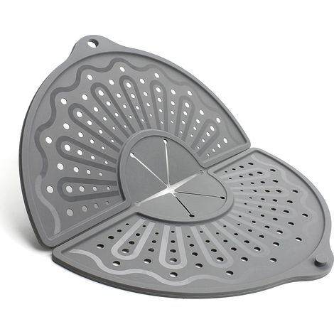 Écran anti-éclaboussures en silicone pour poêle à frire de 25,4 cm, 27,9 cm et 30,5 cm, pliable, anti-éclaboussures, passe au lave-vaisselle, sans BPA, gris (1/5)