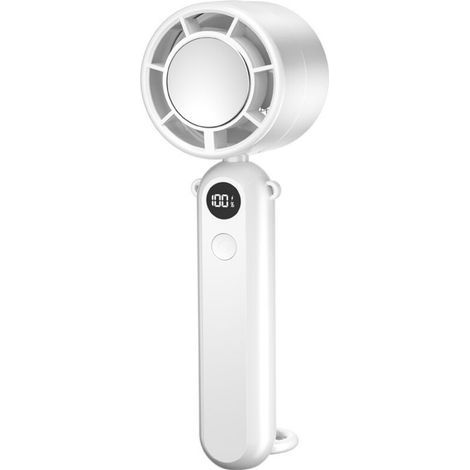 Ventilateur portable rechargeable, mini ventilateur mains-libres avec afficheur numérique, 3 vitesses réglables, batterie intégrée, idéal pour femmes et hommes, voyage, extérieur, camping (1/5)