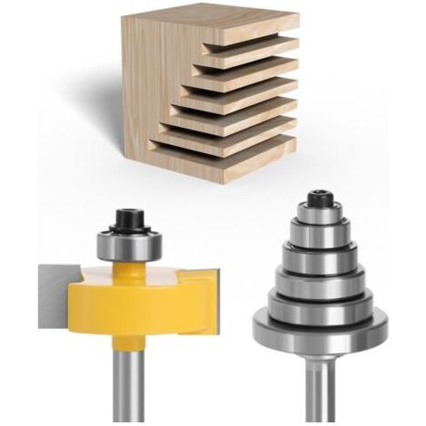 Rabbet Router Bit avec 6 roulements réglables, fraise pour rainures au carbure cimenté, pour le travail du bois et outils de bricolage [Dia de la tige : 6,35 mm (1/4 po)] (1/5)