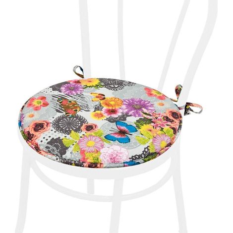 Emmevi Mv S.P.A. – Coussin rond doux pour chaise – Diamètre 40 cm, épaisseur 4 cm – Tissu coton avec rembourrage en éponge – Lavable à 30 °C