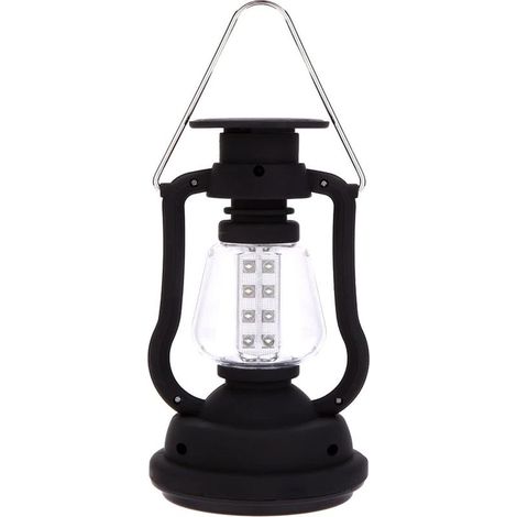 Lanterne Camping - LED 16 Lumières - Charge Solaire Manivelle USB - Poignée Acier Inoxydable - Crochet Rétractable - Pour Activités Extérieures - 1 Pièce (1/5)