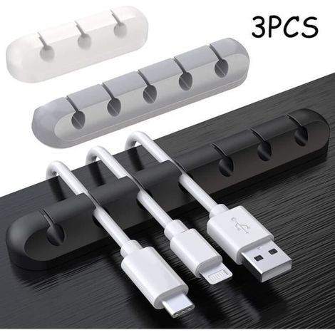 Organizador de cables - Sin especificar - 3 piezas - Silicona - Adhesivo fuerte - Antiestático (1/4)