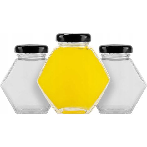 12 tarros decorativos hexagonales de 100 ml para mermeladas y especias (1/5)