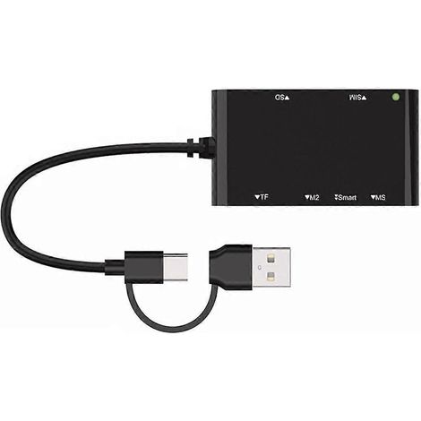 Lecteur de cartes multiple USB-C USB 3.0 6 en 1 Smart/MS/M2/TF/SIM/SD (1/5)