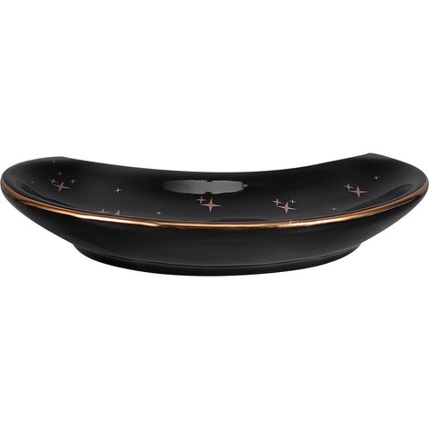 Vassoio portagioie a forma di luna in ceramica nera, contenitore decorativo per (1/5)