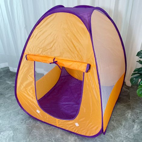 Tente de jeu pop-up pliable sans installation pour enfant, tipi anti-moustiques intérieur et jardin, Composition : 77 × 77 × 88 cm, Couleur : orange (1/5)