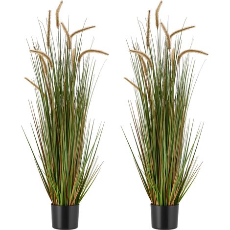 VEVOR Erba Artificiale, 2 Pezzi 1194 mm Erba di Canna di Equiseto in Vaso, Pianta di Arbusti Finti in di Alta Qualita per Interni ed Esterni Giardino Ufficio Decorazione della Casa, Verde