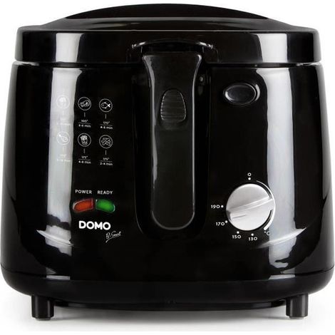 Friteuse électrique 2.5L – Thermostat réglable – Cool Touch – Couvercle amovible avec hublot – Filtre anti-odeurs – Domo
